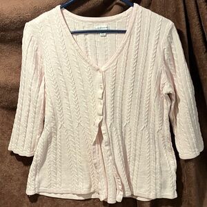 Croft & Barrow Soft Pink Cable Knit Cardigan (item # 1003)